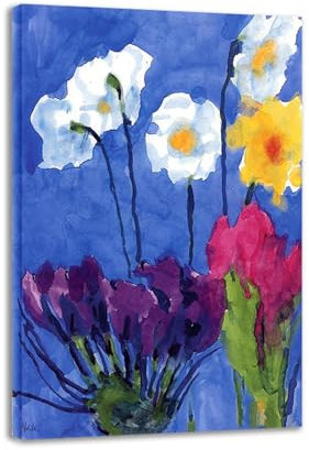 RYLJCZ Gerahmt–berühmte Wandkunst-Reproduktion–Nolde-Abstrakte berühmte Gemälde –abstrakte leinwandbilder- für Büro und Wohnzimmer Dekorative (Sommerblumen), 70 x 100 cm (27,6 x 39,4), gerahmt