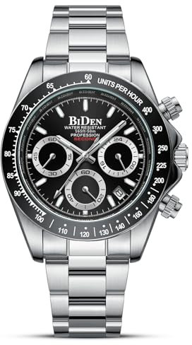 HANPOSH Herren Uhr Uhren Herren Chronographen Edelstahl Wasserdicht Armbanduhr Quarz Uhren mit Datum Business Uhr für Männer