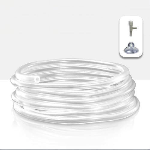 SUAOEO 5 Metre Aquarium Air Hose Kit with Control Valve, Suction Cups, Air Pump Oxygen Standard Hose for Accessories for Aquarium Pumps