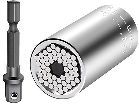 Universal Socket Wrench Set,Self-Adjusting Socket Fits for Standard 1/4'' - 3/4'' Metric 7mm-19mm,Professional Sockets Tools Multi-Function Wrench Repair Kit with Power Drill&Ratchet Wrench Adapter