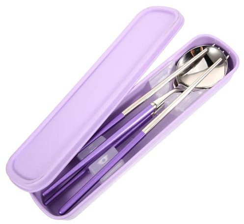 BESPORTBLE 3 Piezas 304 Palillos Tenedor Cubiertos Juego de Cubiertos portátil con Estuche Cubiertos de Acero Inoxidable cucharadas vajilla Palillos Cuchara Tenedor Plegable Cuberteria Ropa