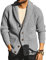 Runcati Mens Cardigan Knitted Chunky Jacket Shawl Collar Cable Knit Loose V Neck Knitwear Outerwear, Grey, XL