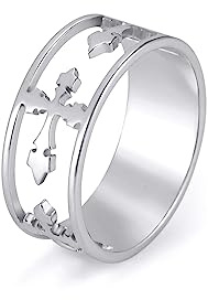 kkjoy Inspiration Kreuz Ring Edelstahl Christlicher Glaube Hoffnung Liebe Kreuz Ring Ewigkeit Versprechen Ring Religiöser Schmuck Geschenk für Frauen Männer