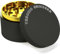 Grinder Pollen Crusher Ø 63 mm aus Aluminiumlegierung - 4-Teilig - für Spice, Kräuter, Gewürze, Herb, Kaffee Diamantförmige Zähne mit Pollen Scraper und Pinsel (Schwarz & Gold)