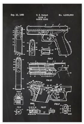 14 Glock 17 1985 Patent-Poster, Leinwandposter, Wandkunst, Dekordruck, Bild, Gemälde für Wohnzimmer, Schlafzimmer, Dekoration, ungerahmt: 40 x 60 cm