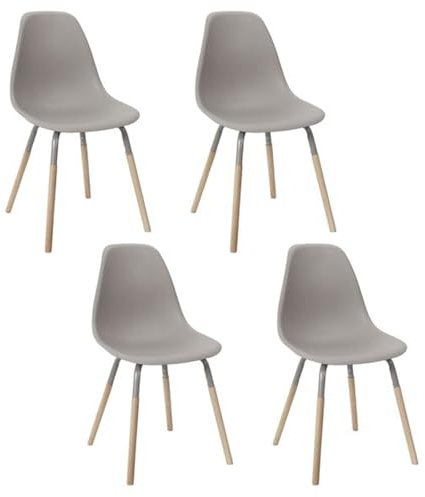 HOME DECO FACTORY, HD0330, 4er-Set Pp Phenix Taupe M4 Stühle, Les P'Tits Prix, Möbel, Sitz, Tischsessel, Stuhl, 48,5 x 85,8 x 46 cm, Sitzhöhe 48 cm, Taupebraun