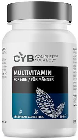 CYB | A-Z Men Multivitamin Tablets for Men - 180 Tablets 6 Month Supply - Vitamin D Vitamin C Magnesium Supplement Vitamin B12 Iron - Sugar Free Gluten Free GMO Free