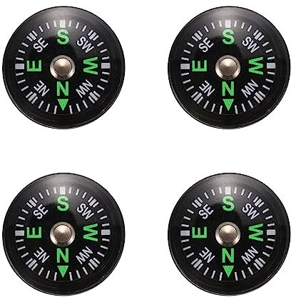 Ohewiiuk 4X Ölgefüllter Knopfkompass - Ultra Compact 20mm - Mini SAS Survival