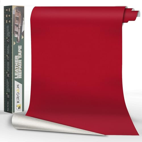 Xroam Kunstleder Selbstklebend, 60x200 cm Rot Glatt Leder Reparatur Patch, Lederflicken Selbstklebender, Kunstleder Reparaturset, Leder Patch Selbstklebend für Sofa, Autositze, Taschen, Jacken