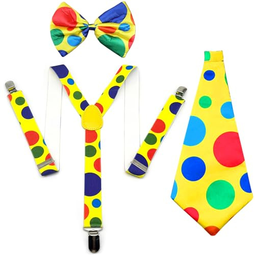 Chyuxinda 3pcs Pailletten Jazz Kostüm Hip-Hop Disco JGA Kostüm Zubehör mit Hosenträger Pailletten Fliege Krawatte für Halloween Cosplay Karneval Fasching Cosplay Party Abschlussball