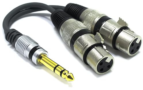 VITALCO Adaptateur 2x XLR femelle vers jack stéréo 6,3mm microphone 3 pôles vers jack 6.3 TRS câble audio
