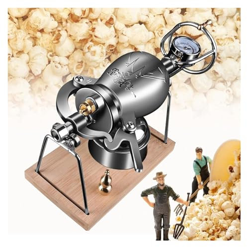 SFQEVHRZ Macchina per Popcorn, Macchina for Popcorn Cinese in Acciaio Inossidabile 304 con manometro di precisione, Mini Macchina for Popcorn Nostalgia retrò(300ML)