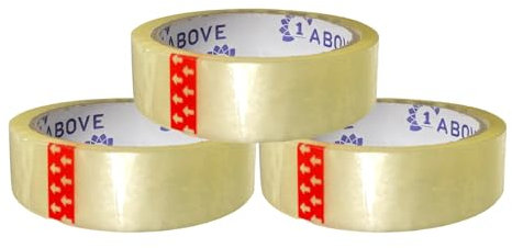 1ABOVE 3 rotoli di nastro adesivo per imballaggio, 24 mm x 40 m, resistente, trasparente, ideale per confezioni regalo, casa o ufficio, nastro trasparente per cancelleria