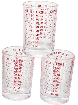 GRIRIW Set Da 3 Misurini Da Cucina in Vetro Scala Graduata, Tazze Di Misurazione Trasparenti Per Latte e Caffè, Pratiche Brocche Graduata Per Cottura e Preparazioni in Cucina