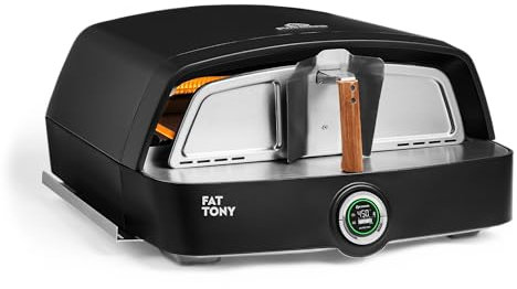 BURNHARD® Forno per Pizza a Gas da Esterno FAT TONY – 450 °C in 20 Min – Pizza Napoletana in 90 Secondi – Pietra Refrattaria Spessa – Bruciatore a L – Per Balcone, Giardino, Patio – 30 mBar