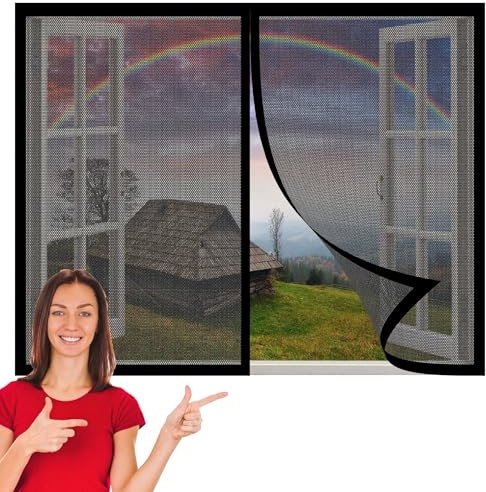 Insektenschutz für Fenster Und Türen 185 x 220 cm Insektenschutz Insektenschutzgitter Terrassentür Ohne Bohren Auto Schließen Faltbar für Terrasse Schlafzimmer Usw., Schwarz