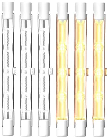 KINGYEENUO Packung von 6 500W R7s 118mm Halogenbirne, R7S Linear Halogen Floodlight Warm Weiß 2700K 5000lm 230V J118 Doppel-Ended Sicherheit Glühbirne 118mm Länge, Dimmbar