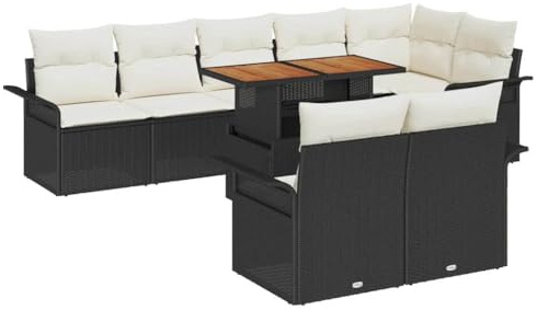 vidaXL Garten-Sofa-Set 9 STK. Schwarz Poly Rattan