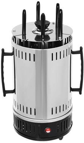 Barbecue électrique à kebab avec moteur - Broche verticale avec 5 brochettes à kebab 1000 W - En acier inoxydable - Bac récupérateur de graisse - Barbecue kebab (SW-5 : 5 brochettes)