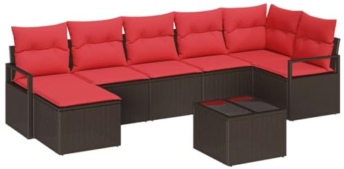 vidaXL Sofa Set 8 pcs Braun Poly-Rattan, Garten und Terrasse, modulares Outdoor-Sofa-Set, strapazierfähige Rattanmöbel, witterungsbeständig, Flexible Sitzgelegenheit