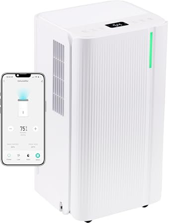 Baridi Smart Dehumidifier 12L/Day, WiFi App Control, Low Energy Quiet Dehumidifier for Large Rooms & Laundry, 38dB Sleep Mode, Anti-Mould Damp Dryer, Continuous Drainage - DH147
