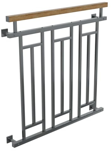 HAGO 24 | Balcon français | Grille de fenêtre | Acier inoxydable | 100 x 90 cm | Garde-corps | Aspect bois | Balustrade julienne | Parapet | Balustrade | Balustrade | Balustrade | Balustrade |