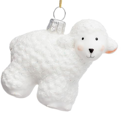 SIKORA Schäfchen besondere Weihnachtskugel Glas Christbaumschmuck Deko Figur Weihnachten Anhänger Ornament - Meisterstücke - BS793