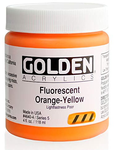 4 Oz Heavy Body Fluorescent Acrylic Color Paints Color: Orange-Yellow by Golden Artist Colors