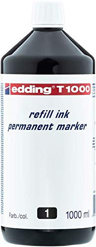 edding T 1000 Nachfülltinte Permanent Marker - schwarz - 1000 ml - mit Tropfenspender, zum schnellen Nachfüllen fast aller edding Permanent Marker