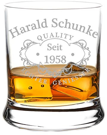 polar-effekt Whiskey Glas mit Gravur Name & Datum - Geschenkidee - ausgefallener Geschenke - Personalisiertes Whiskyglas Tumbler als Geschenk für Männer - Leute mit Stil