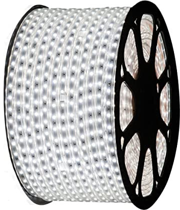 081 Store - STRISCIA LED 220V BIANCO FREDDO 6500K STRIP LED 5050 INTERNO ESTERNO 220V BOBINA DA 50 METRI