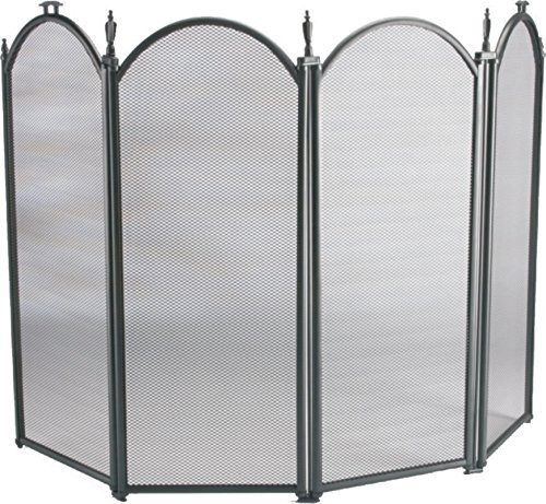 Inglenook Vintage Fire Screen Spark Guard Square Black Fireplace Safety Victorian Fireguard Hearth Guard Nursery (Black 4 Panel)