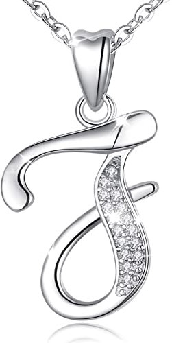 AEONSLOVE Damen Buchstaben Kette Silber Halskette Buchstabe J Kette Mit Buchstaben Brief des Alphabets Initiale Anhänger mit Zirkonia Schmuck Geschenk für Mädchen