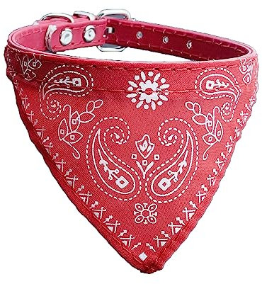 Newtensina Mode Hundebandana Halsband HundeHalsband Junge Mittel Bandana Hündchen Bandana mit Halsband für Hunde - Red - S
