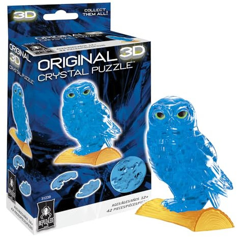 BePuzzled 3D-Kristall-Puzzle, Eule (blau), ab 12 Jahren