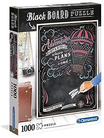 Clementoni 39478 Travel – Puzzle 1000 Teile, Black Board Puzzle, Geschicklichkeitsspiel für die ganze Familie, modernes Legespiel, Erwachsenenpuzzle ab 14 Jahren