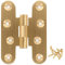 Lot de 2 charnières de porte laiton poli pour portes de salon, portes en chêne (longueur 60 mm)