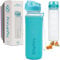 Hydracy Water Bottle with Time Marker - 500 ml 17 Oz BPA Free Water Bottle - Leak Proof & No Sweat Gym Bottle with Fruit Infuser Strainer - Ideal for Fitness or Sports & Outdoors