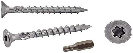 200x Vis 5x40mm inox A2 Bois Tendre Six Lobe + 1 Embout GRATUIT - TX25