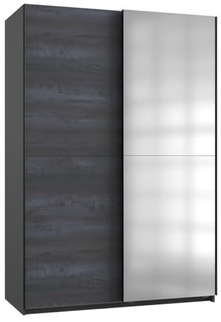 Wimex Herne Industrieller Kleiderschrank mit Schiebetüren, Stahl, 2 Türen, 135 cm, Grau