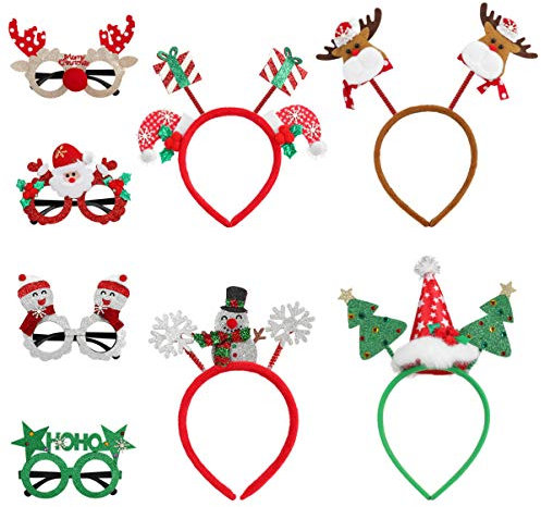 TOYANDONA 8 Stück Weihnachtsglitter Brillengestell Und Stirnbänder für Weihnachtsfeier Kostümdekorationen Weihnachtsbevorzugungen Foto Requisiten Geschenke