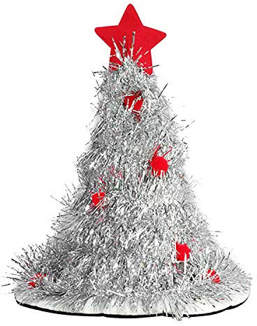 Boodtag Weihnachtsbaumhut Tannenbaum Hut Monochrom glänzende Weihnachtsmütze Mit Kleiner Haarball