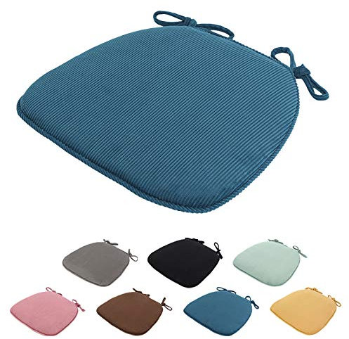 SWECOMZE 2 Stück Sitzkissen Stuhl 43x41x35cm - Sitzauflage Auflage Polster Stuhlkissen Sitzpolster mit Bändern Gartenstuhl (Blau)