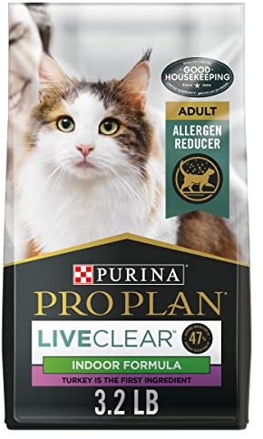 Purina Pro Plan Indoor Cat Food LiveClear Cat Allergen Reducing Turkey and Rice Formula - 3.2 lb.