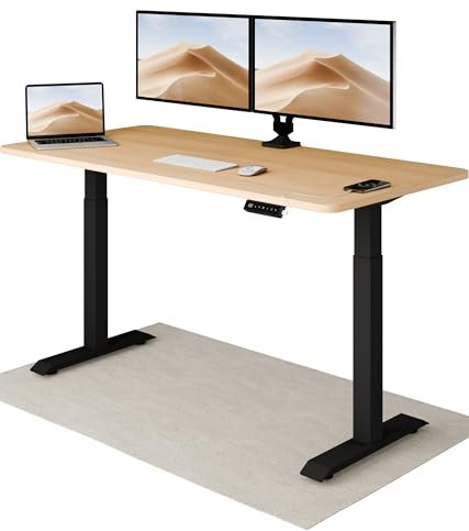 Desktronic Homeone Höhenverstellbarer Schreibtisch 160 × 80 cm – Elektrischer Schreibtisch Mit Zwei Elektrischen Motoren, Touchscreen-Steuerung Und Integrierten USB-a- Und USB-c-ladeanschlüssen