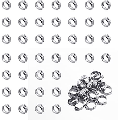 Wokape 50 fascette stringitubo a orecchio singolo da 8,8-10,5 mm, in acciaio inossidabile 304, anelli di crimpatura, morsetti per tubi flessibili continui per fissare tubi e automobili