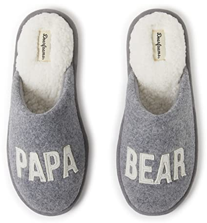 Dearfoams mens Matching Family Collection Papa Bear Slipper, Light Heather Grey, X-Large US