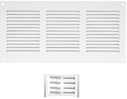 H&C VENT Grille Aeration Blanc 300x150mm avec Moustiquaire │ Evacuation Caches Tuyau Ventilateur │ d'Extraction Ventialtion │ Exterieur Interieur │ Gaine Cache Extracteur d'air VMC │ Climatiseur Seche
