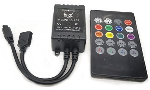 Infrarot-Musik-Controller, 20 Tasten, IR-Fernbedienung, Sound-Sensor-Controller für 5050, 3528, 5630, RGB-LED-Streifen, flexibel (Einzelausgang)