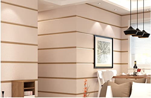 Hellbraun Vliestapete 9,5 m x 0,53 m Streifen Tapete Modernes Design Feinpressung Tapete für Flur Wohnzimmer Schlafzimmer Büro